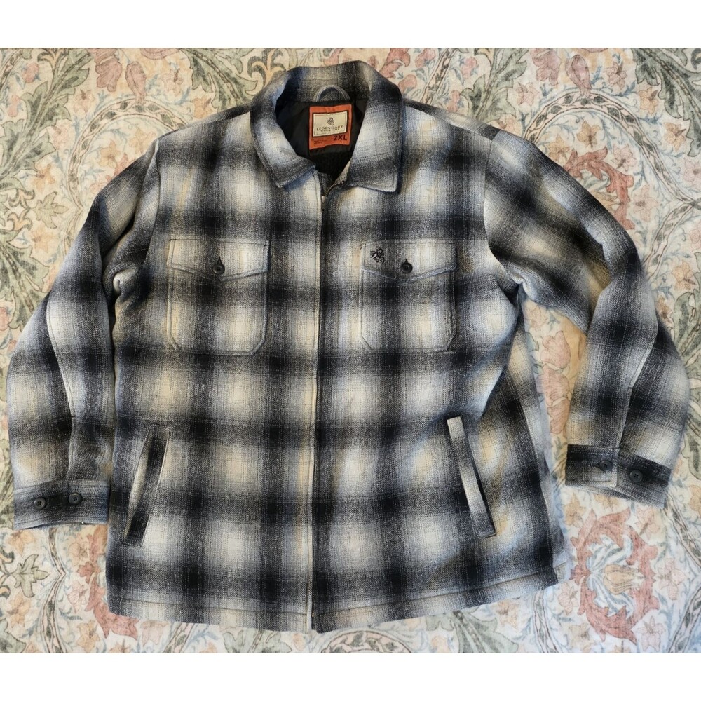 Legendary Whitetails Men’s 2XL Lined Flannel Shirt Jacket Black White